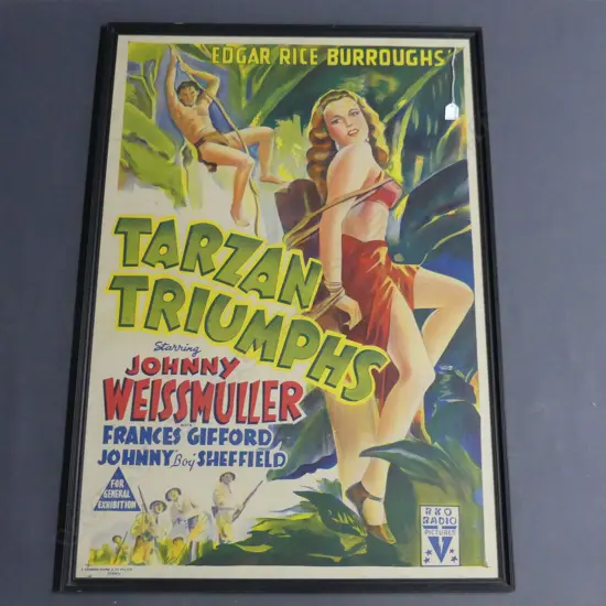 LARGE MOVIE POSTER FOR TARZAN TRIUMPHS, 940 x 630mm