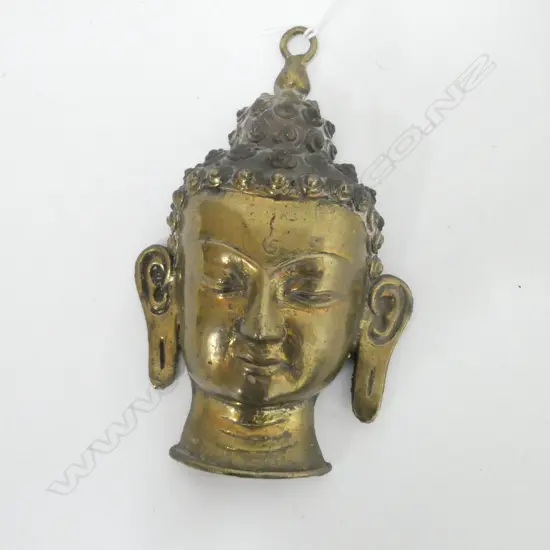 (40) A BRASS BUDDHA HEAD WALL HANGING H 160mm