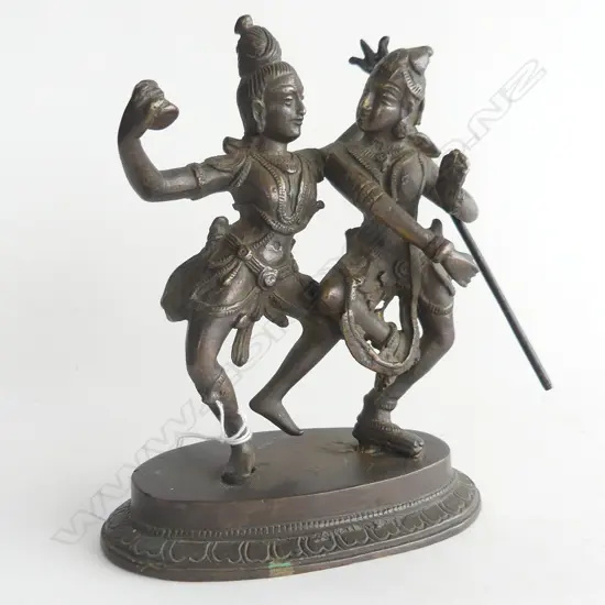 (23) A BRONZE STATUE OF SHIVA & RADHA IN DANCE POSE H. 180mm