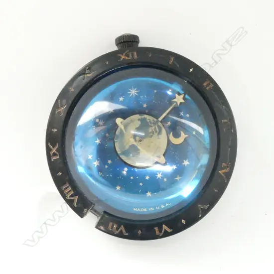 (14) A RARE ART DECO WESTCLOX EARTH MOON & STARS CELESTIAL CLOCK PAPERWEIGHT AF