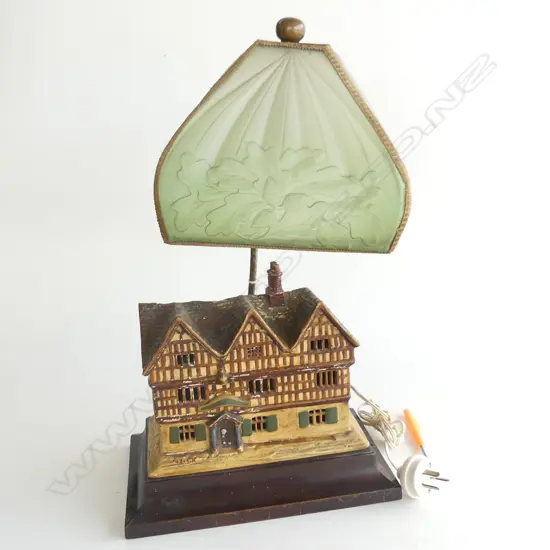 MODEL TUDOR HOME MADE FROM IVOREX AS A LAMP BASE WITH SIGNATURE, 480 x 280mm
