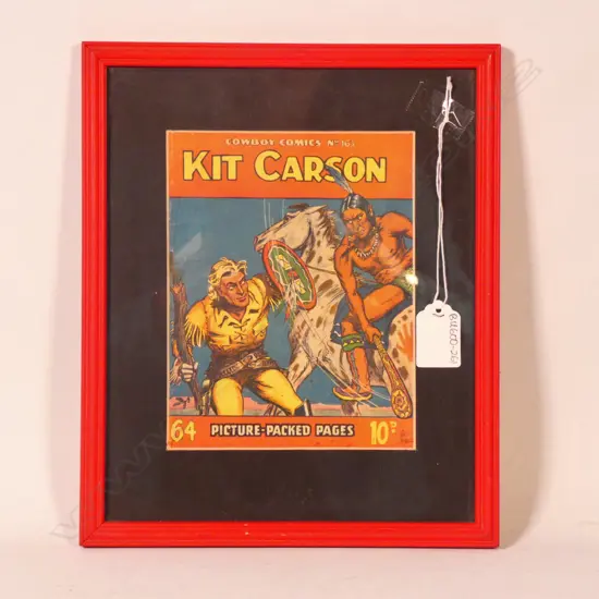 A FRAMED COWBOY COMICS EDITION No. 161 OF 'KIT CARSON' H. 170 x 130mm