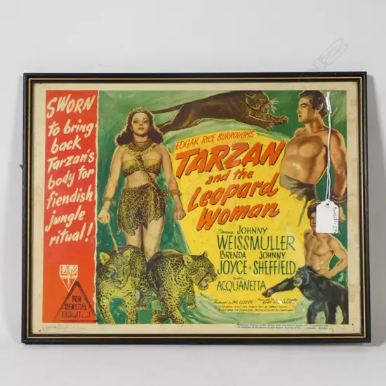 A USA PRINTED VERY COLLECTIBLE LOBBY CARD FOR 'TARZAN & THE LEOPARD WOMAN' H. 255mm