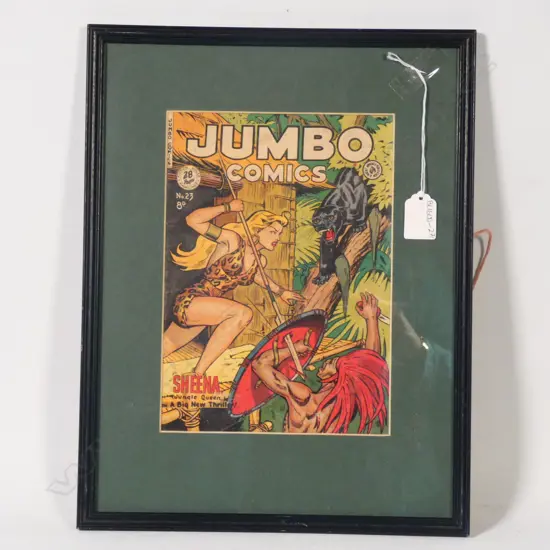 A FRAMED JUMBO COMIC PRINTED FOR THE AUSTRALIAN MARKET - LIFTED FROM COLOUR PLATES FOR BETTER QUALITY H. 245mm