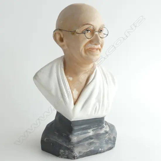 (90) SMALL PLASTER BUST OF MAHATMA GHANDI, H.227mm