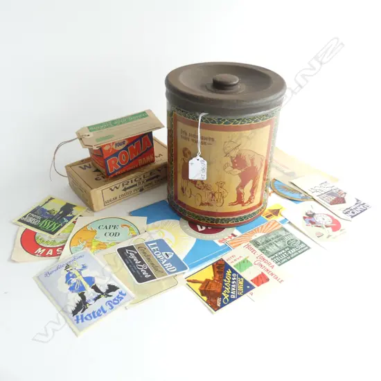 (87) 4 ITEMS, ROUND MINTIES TIN, CARD ROMA CASH BANK,AIR FRANCE TICKETS AND CHEWING GUM BOX