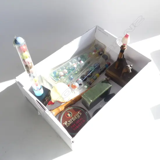 (57) BOX LOT 10 COLLECTABLES MARBLES  PC OF GREENSTONE ETC