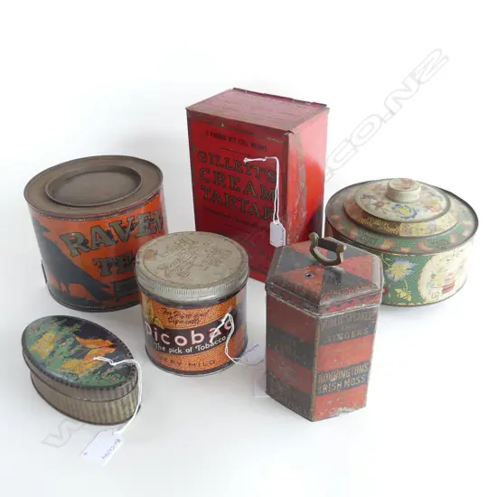 (64) 6 VINTAGE TEA & TOBACO TINS
