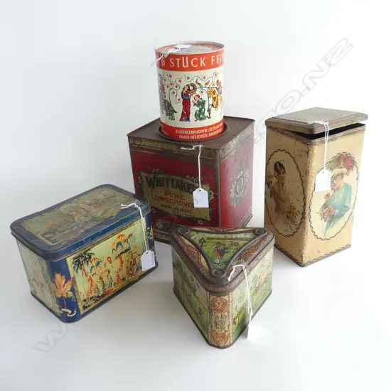 (69) 5 VINTAGE TABACO & TEA TINS 1 WHITTAKERS WELLINGTON 240 TALLEST