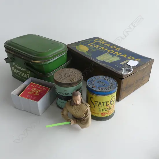 (86) VINTAGE MELROSE TEA TIN OXADE LEMONADE TIN & CONTENTS