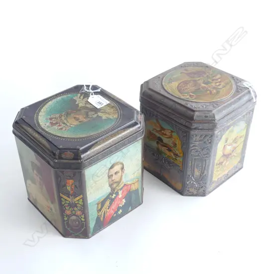 (76) VINTAGE CORONATION TIN & HUNTING TIN 180MM