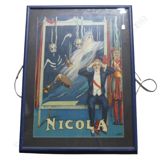 LG FRAMED VINTAGE NICOLA THE MAGICIAN POSTER, 880 x 620mm, SOME CREASES