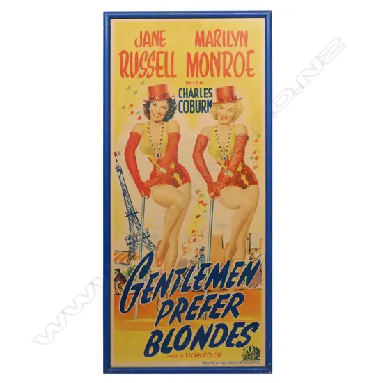 VINTAGE 'GENTLEMAN PREFER BLONDES' DAYBILL POSTER, 745 x 325mm