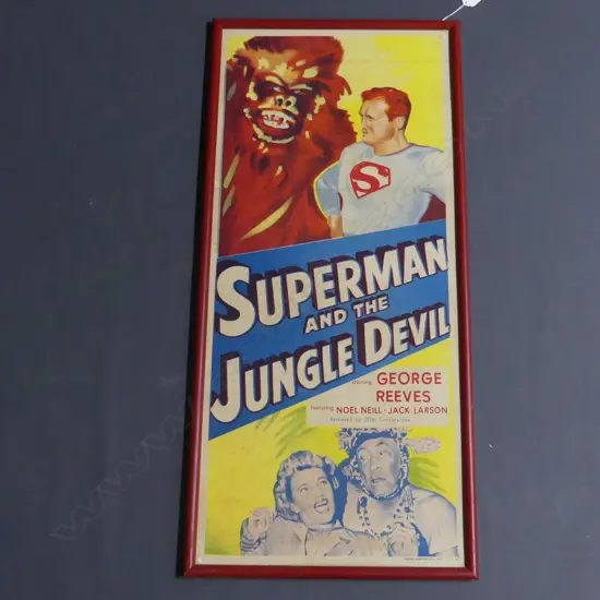 VINTAGE 'SUPERMAN AND THE JUNGLE DEVIL' DAYBILL, 745 x 325mm