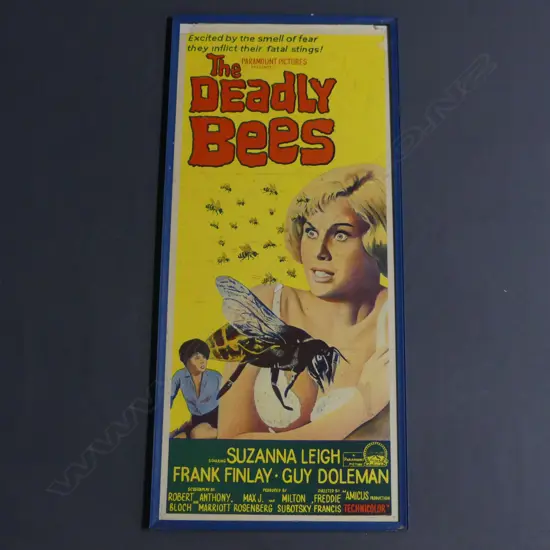FRAMED VINTAGE 'THE DEADLY BEES' DAYBILL POSTER, 720 x 310mm