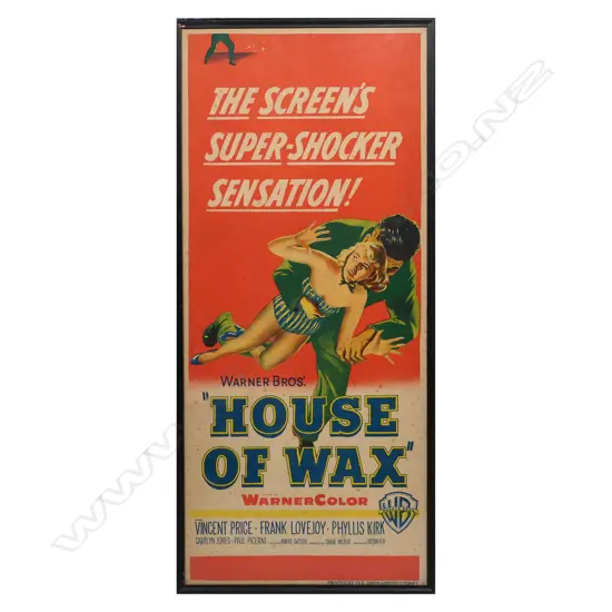 VINTAGE 'HOUSE OF WAX' DAYBILL POSTER, 730 x 320mm