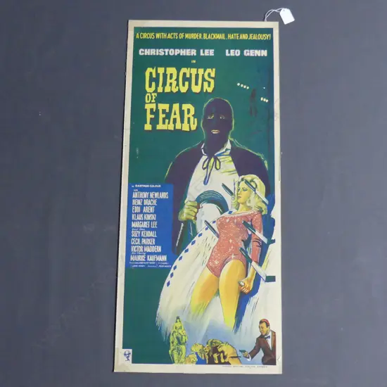 VINTAGE 'CIRCUS OF FEAR' DAYBILL  ON CARD PRINTED IN SYDNEY, 730 x 310mm