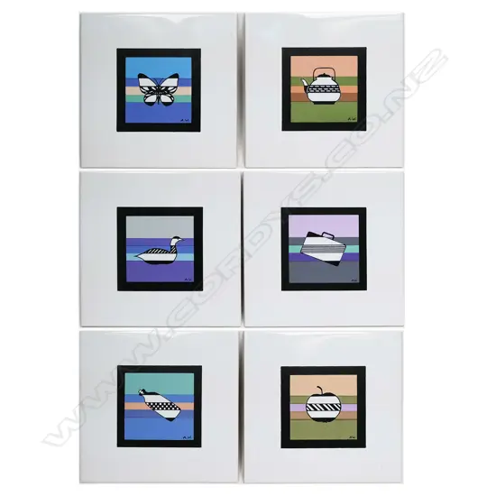 Anja Jaatinen-Winquist (b.1934 Russia) six ceramic Kupittaan Savi (Finland) tiles