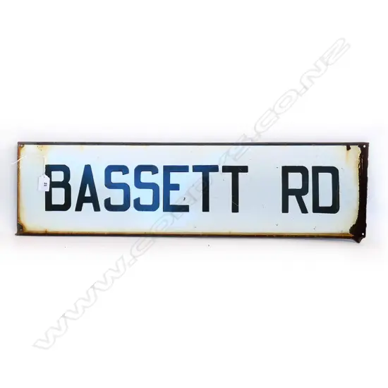 'BASSETT RD' ENAMEL ON STEEL STREET SIGN