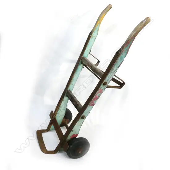 OLD WOODEN AND STEEL SACK BARROW. H.1180mm