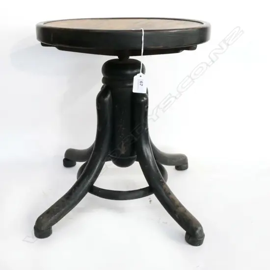 SMALL BENTWOOD STOOL, REVOLVING/ADJUSTABLE. Dia.370mm