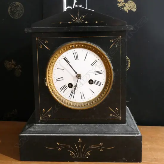 VICTORIAN SLATE MANTEL CLOCK (NO GLASS) H.270mm