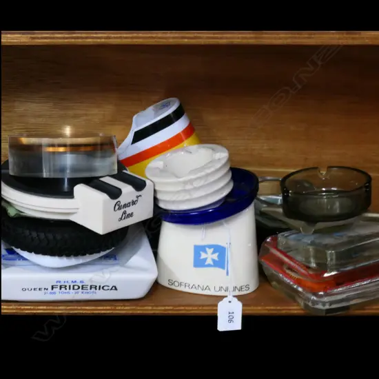 APPROX 14 SHIPPING & OTHER ASHTRAYS, PAPERWEIGHTS, ETC