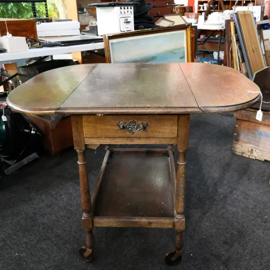 OAK DROPSIDE TEA WAGON...