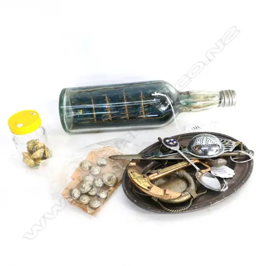 SHIP IN BOTTLE, SHIPPING LOGO MISCELLANY & BUTTONS