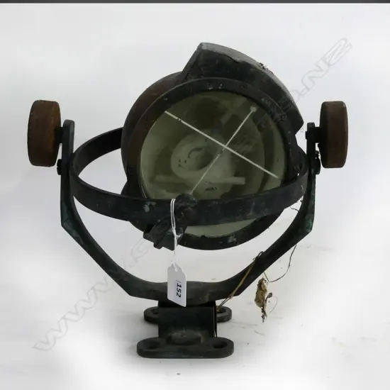 COPPER/BRASS GIMBALLED WALL MOUNTED COMPASS (AS-IS) H.320mm
