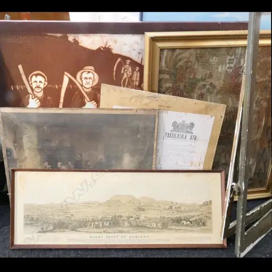 ASST FRAMED & UNFRAMED PRINTS, BATIK, FRAMES, ETC.