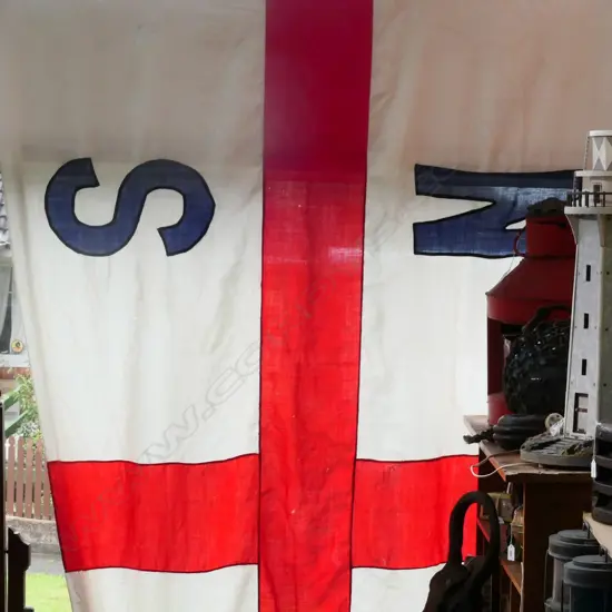 N.Z.S.Co. SHIP'S FLAG, SOME DISTRESS. 2900x 1600mm