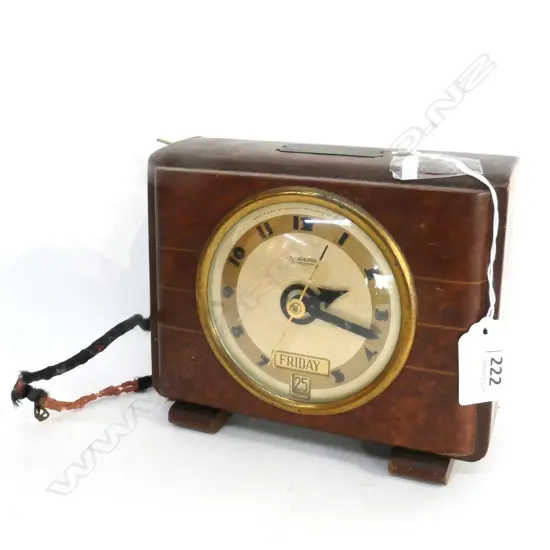 (H35) HAMMOND ELEC CALENDAR MANTEL CLOCK. W.160mm
