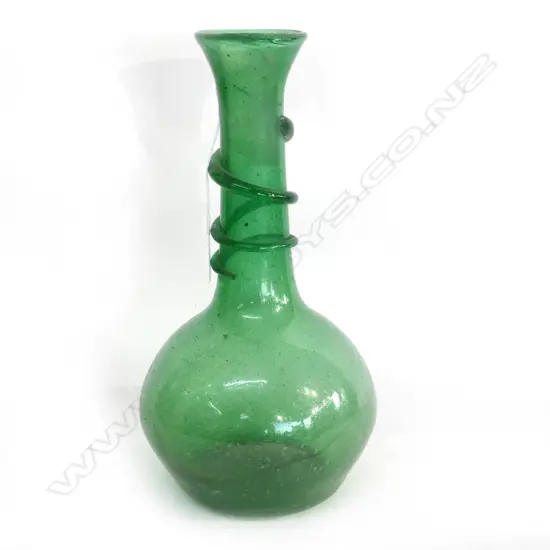 CLUTHA GLASS GREEN GLASS VASE H.340mm