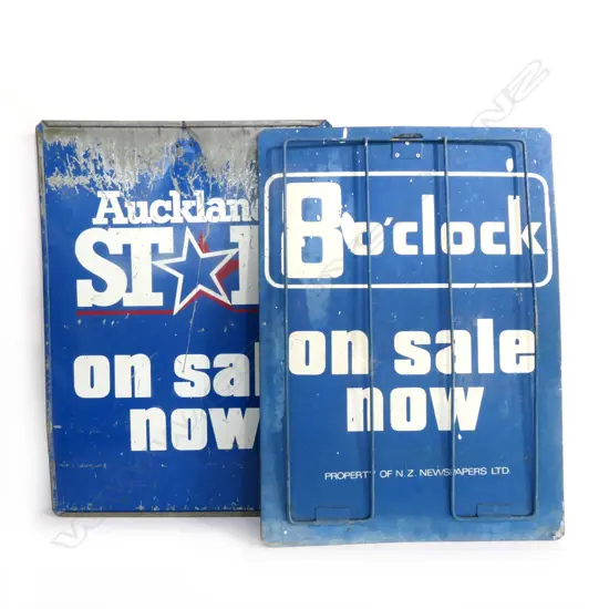 2 AUCKLAND STAR NEWSPAPER RETAILERS SIGNS H.620mm