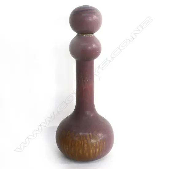 ANNEKE BOREN POTTERY BOTTLE VASE w BALL STOPPER. H.480mm