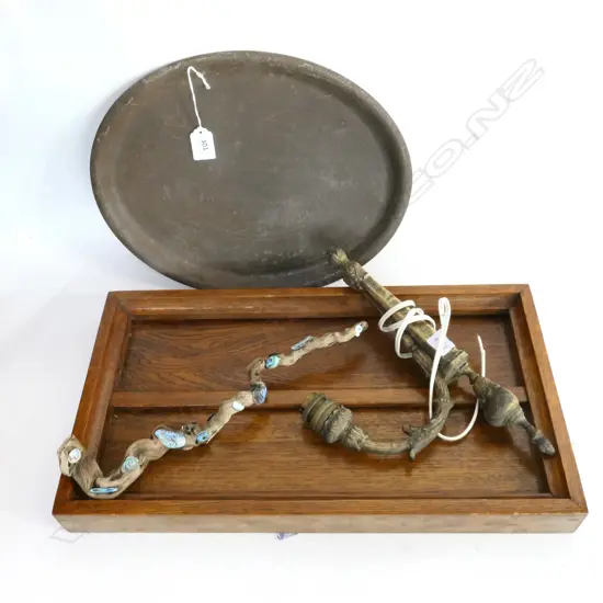 (M78) WALL LIGHT FITTING, WOODEN HYMN BOARD W.460mm, S.BRYERS GENERAL STORE CLEVEDON ADVERTISING TRAY