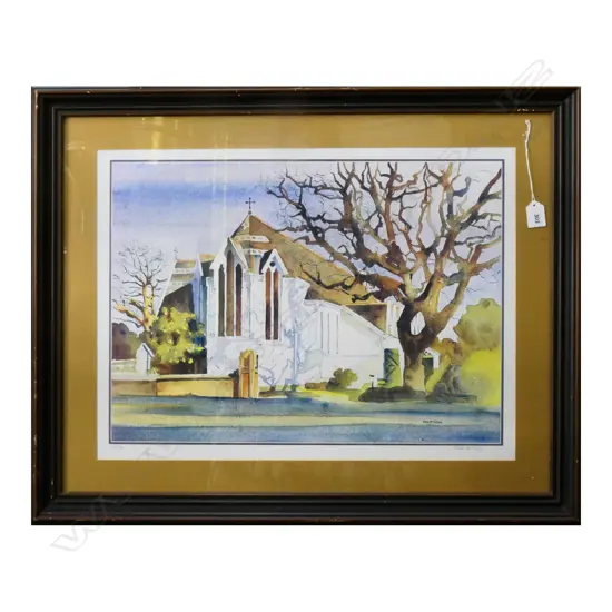 PETER McINTYRE PRINT, 'ST STEPHENS CHURCH, SIGNED, EDT 11/150. FRAMED. 560 x 430mm