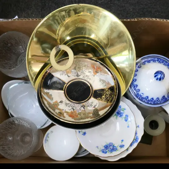 BOX - ASST CHINA, GLASSWARE, SATSUMA, ETC.