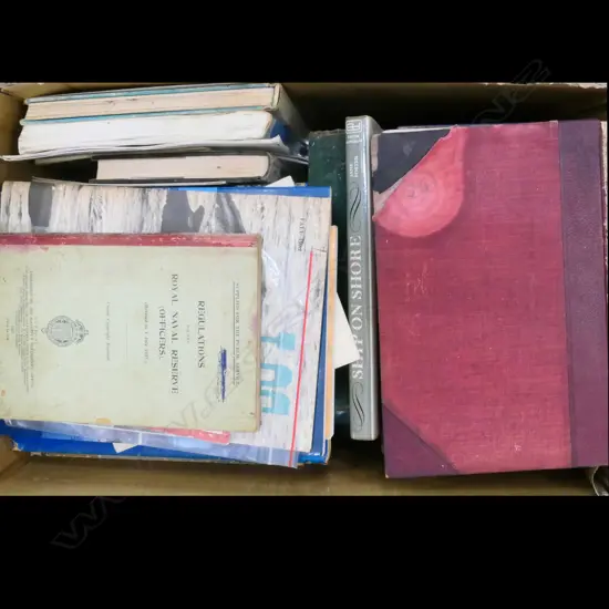 BOX - ASST MARITIME HARD COVER BOOKS, ETC.