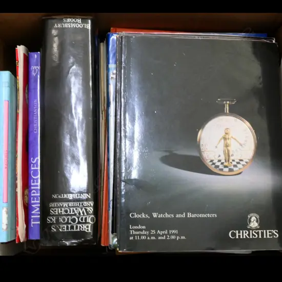 BOX - ASST HOROLOGY BOOKS, CATALOGUES, ETC.
