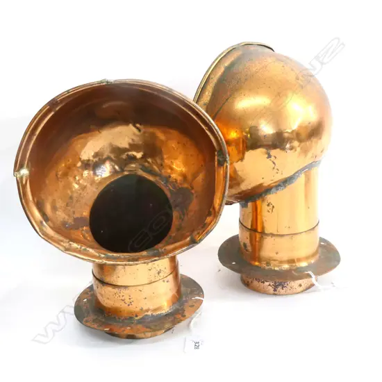 (m30) PAIR OF COPPER BOAT DECK VENTILATORS. H.300mm