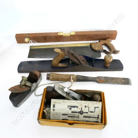 STANLEY No3, RECORD No7 & MARPLES ROSEWOOD INFILL PLANES, PLUS TENON SAW & LEVEL