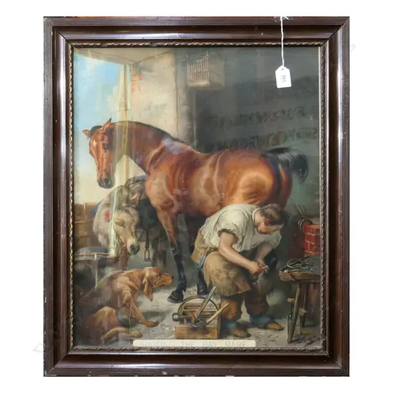 FRAMED PEARS PRINT 'SHOEING THE BAY MARE' AFTER LANDSEER 530 x 430mm