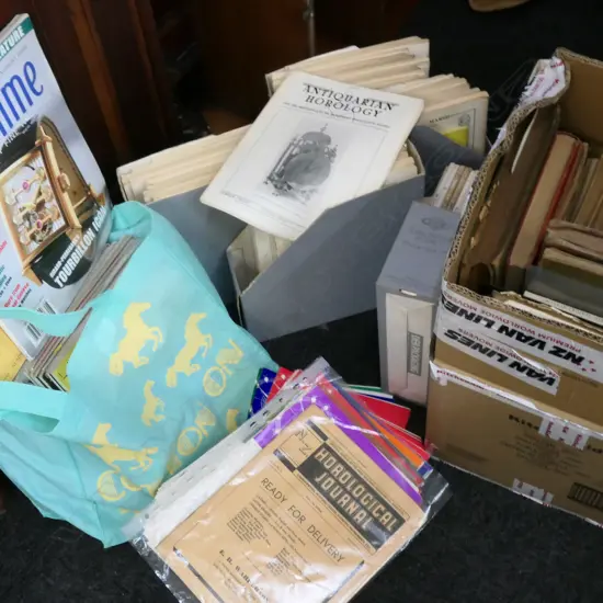 LGE QTY HOROLOGICAL BOOKS, JOURNALS, MAGAZINES