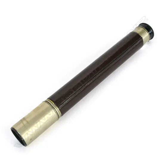 (M9) NICKEL PLATED LEATHER BOUND TELESCOPE, SINGLE DRAW,  BY OTTWAY, LONDON 1081 DATED 1940. BROAD ARROW MARK L.410mm