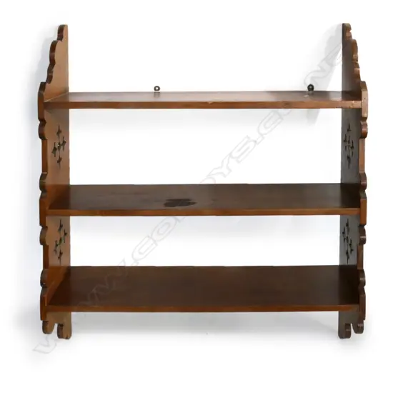 KAURI COLONIAL HANGING BOOKSHELF w PIERCED SIDE PANELS. H.880mm