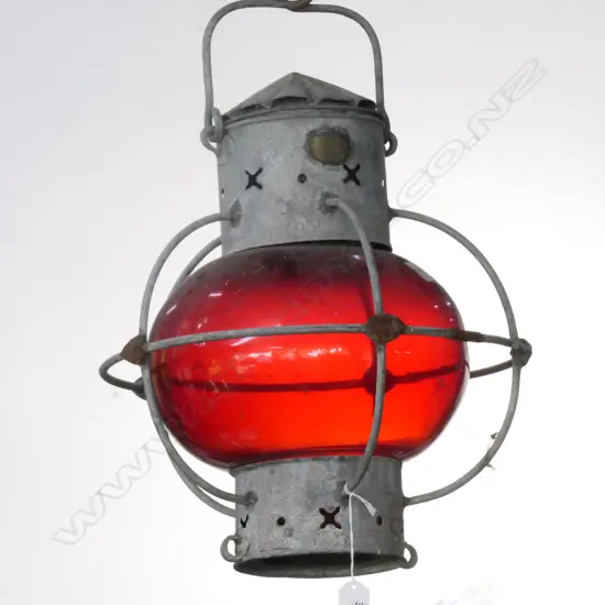 TOM BOLLINS HANGING LAMP, RED GLASS H.460mm