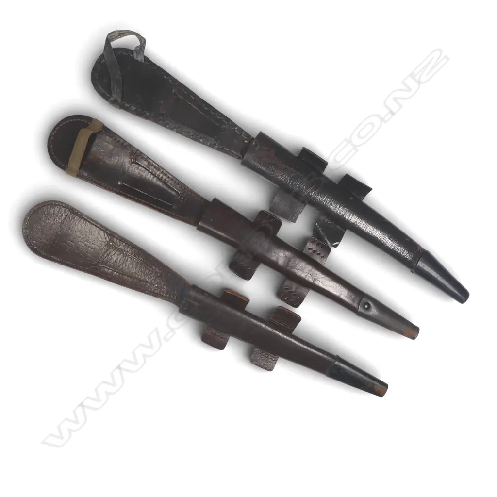 Three Fairbairn Sykes Knife Sheaths from early period knives Image 1++