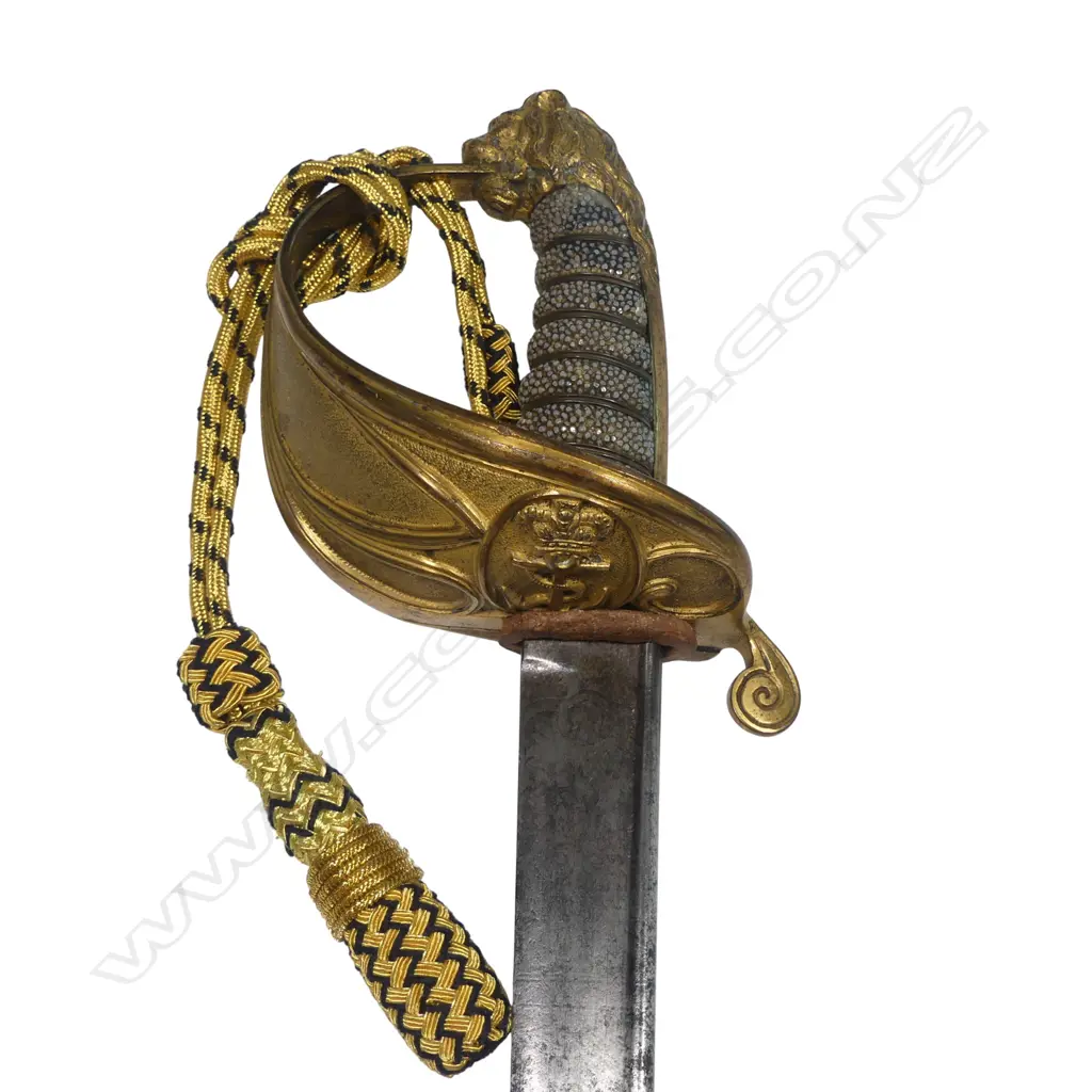 Victorian Period 1827 Pattern British Naval Officers Levée or Dress Sword with smaller 26¼" single fullered curved blade with a quill point by Gillott  36 Strand London, Image 1++